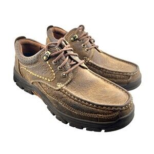 CAMEL CROWN Moc Toe Oxford Shoes Men's 12 Brown Leather Grandpacore Comfort
